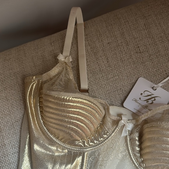 Honey Birdette “Marilyn” Gold/Nude Bustier 32DD NWT - Picture 10 of 15